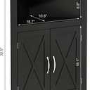 ChooChoo Corner Storage Cabinet, Small Corner Cabinet with Barn Door Design and Adjustable Shelf, Home Space Saver for Living Room, Bathroom, Kitchen, Black
