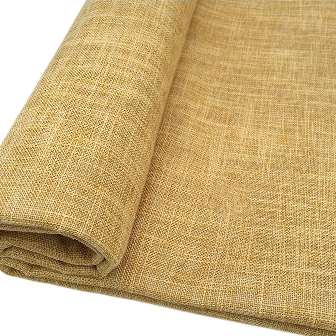 TinaKim Faux Linen Upholstery Fabric, for Chairs Couch Settee Cover Material (6 Gold, 3 Yard (57x 108 inch))