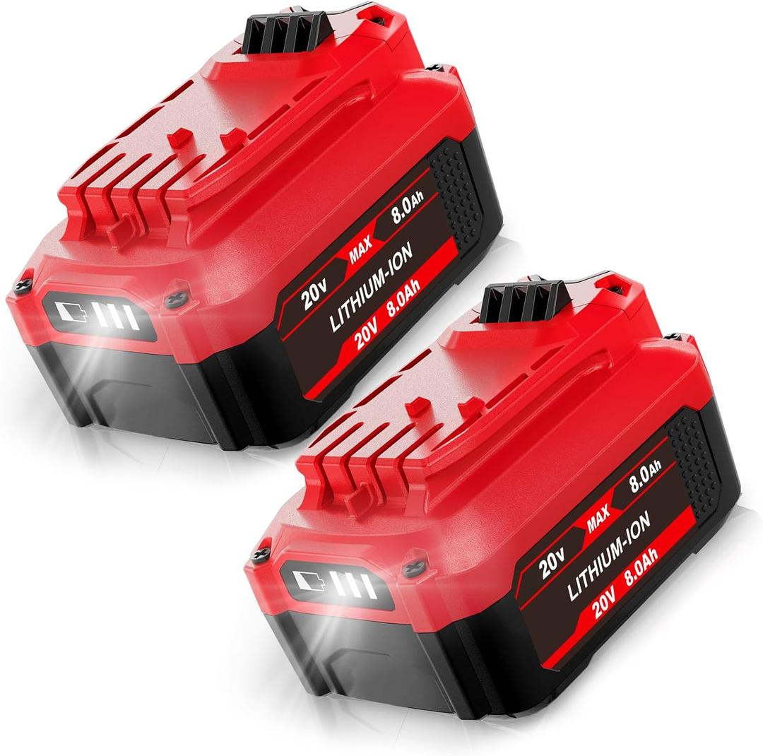 2PACK 20V 8.0Ah Battery Replace for Craftsman V20 Lithium-ion Battery CMCB204 CMCB205 CMCB206, Compatible with Craftsman 20V Cordless Power Tools