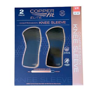 Copper Fit Elite Knee Compression Sleeve Knee Brace 2-Pack, Black (Small/Medium 12"-16")