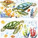 Sea Turtle Decor, Large 3D Vinyl Wall Stickers, Ocean Wall Decals for Bathroom, Bedroom, Living Room, Under The Sea Party Decorations