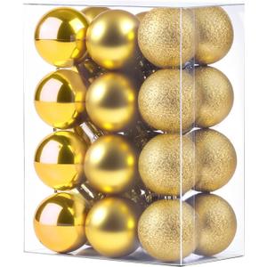 GOOTRADES Set of 24 Mini Shatterproof Christmas Balls Tree Ornaments Party Decoration, 3cm/1.1'' (Gold)