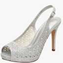 DREAM PAIRS Women's High Heels Platform Dress Rhinestones Peep Toe Pumps Shoes 5