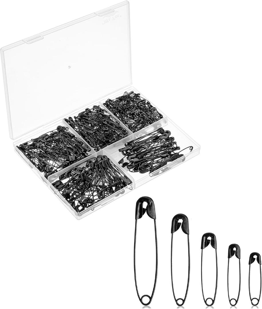 Mr. Pen- 400 Pack Black Assorted Small Bulk Large Safety Pins for Clothes