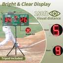 Outdoor Baseball/Softball Scoreboard with Stand, Wireless Portable Baseball Scoreboard, Digital Scoreboard with Remote, Electronic Scoreboard for Games, Score Keeper Ball Strike Out Inning