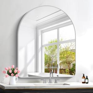 FORBATH Arched Bathroom Mirror 30x36 Inch, Arch Wall Mirror with Silver Aluminum Frame, Arched Mirror for Dresser, Fireplace,Entryway,Home Decor,Hanging or Leaning Against Wall