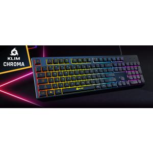 KLIM Chroma – USB RGB Gaming Keyboard, Wired PC Computer Keyboard, Membrane, Waterproof Durable, 2 ms Response, PS4/PS5 & Mac Compatible