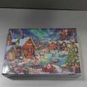 Christmas Village Winter 500 Pieces Puzzle for Adults Snow Night Scene with Northern Lights Holiday Beautiful Ice Skating Jigsaw Puzzle Perfect for Family Challenges Seniors- 21x15 Inches