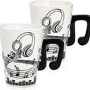 ZAVOOS 2 Pack Music Mug, 13 Oz Ceramic Gift Musical Mug for Music Lovers Teachers, Unique Novelty Coffee Cup with Musical Notes Handle for Women, Men, Musician, Medium