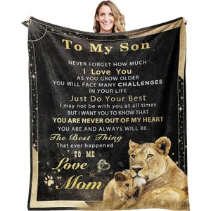 Gifts for Adult Son Blanket from Mother,to My Son Birthday Gifts for 18 Year Old Boy,Son Gifts from Mom Dad,Present for My Son Blanket from Mom 40"x50"in (Grey)