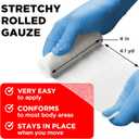 24 Gauze Rolls - 4" x 4.1yd - Soft and Breathable Rolled Gauze - Latex-Free Premium Individually Wrapped Bandages with Bonus Tape - First Aid Conforming Stretch Wrap for Wound Care - Vet Wrap