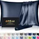 Mulberry Silk Pillow Cases King Size, Silk Pillowcase for Hair and Skin, Both Sides Natural Silk Satin Pillowcase for Sleeping Women with Zipper, Gifts for Women Men, Mood Indigo (King - 2036 Inch)