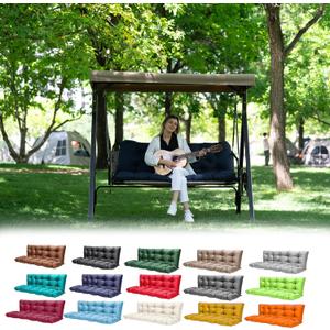 Outdoor Swing Cushions,Waterproof Swing Cushions 3 Seater Replacement with Backrest,Outdoor Thickened Bench Cushion with Ties for Porch,Patio,Backyard,Garden (Navy Blue 60 * 40 in) (60x 40 x 4 inches)
