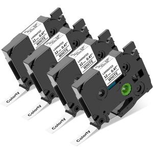 4 Pack P Touch Label Tape Replacement for Brother TZe TZ Tape 12mm 0.47 Laminated White and MultiColor TZe 231 MQF31 MQE31 MQ531 Work for PTouch Label Maker PTH110 PTD210