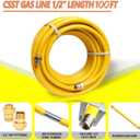 100ft 1/2'' Flexible Gas Line, CSST Corrugated Stainless Steel Tubing Pipe Kit, Natural Gas Line Propane Pipe Conversion Kit Grill Hose with 2 Male Adapter Fittings (100ft 1/2'')