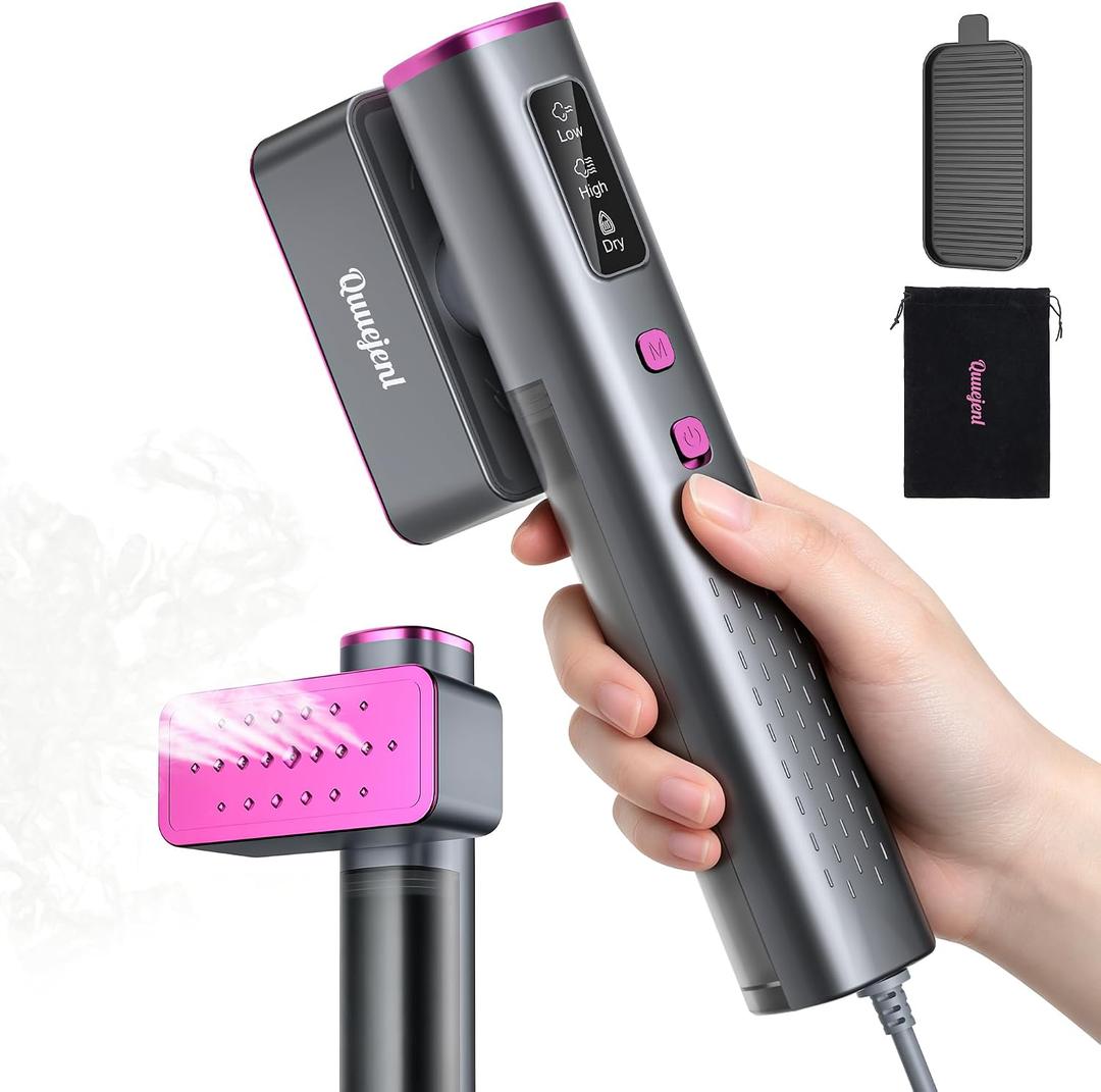 Travel Steamer for Clothes, 110-240V Dual Voltage, 1200W Powerful | 15-second fast warm-up, dry/low/high modes, 90° rotating head, Portable Handheld Garment Wrinkle Remover, for Global & Europe