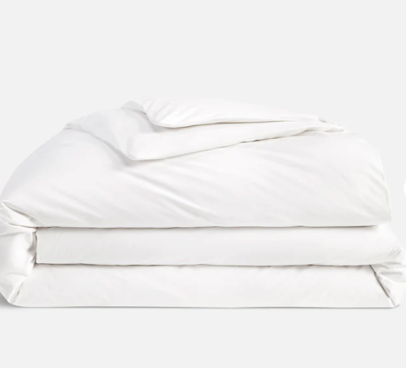 White Call King Cotton Percale Duvet Cover