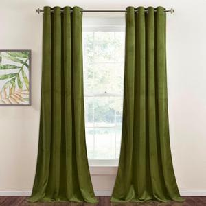 StangH Olive Green Curtains 108 inches Long, Super Soft Velvet Luxury Home Decor, Christmas Holiday Backdrops for Party/Living Room/Bedroom/Office, W52 x L108, 2 Panels (52"W x 108"L (Pack of 2))