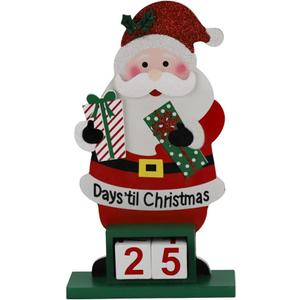 Sfozstra Christmas Advent Number Countdown Calendar,Wooden Square Number Tabletop Calendar Decoration, Santa Claus Home Office Decoration Calendar, Rotatable Square Countdown Calenda