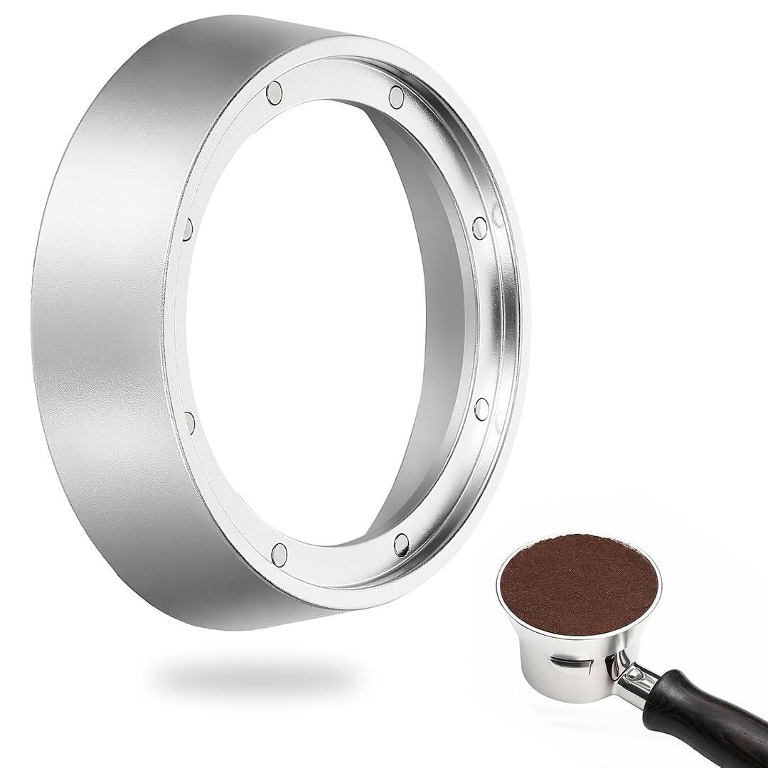 Thinp 58mm Magnetic Dosing Funnel, Aluminum Portafilter Funnel Espresso Dosing Ring with 8 Magnets for 58mm Portafilter Coffee Machine Accessories (Silver)