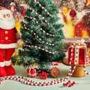 Huwena 4 Pcs 10 ft Christmas Bead Garland for Christmas Tree Decorations Acrylic Beaded Garland for Tree Fireplace DIY Ornament Holiday Party Indoor Wedding Decorations(Red, White)