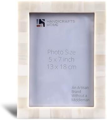 Handicrafts Home White 5x7 Picture Frame for Christmas Decor and Holiday Photo Frame for Modern Minimalist Home Decor, Wedding Gift, Vintage Bone inlay Frames for Aesthetic & Living Room Picture Frame