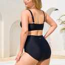 RELLECIGA Women's High Waisted Bikini Bottom Tummy Control Ruched Full Coverage Swim Bottom (Black, S)