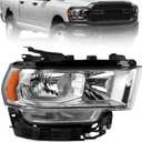 Chrome Halogen Headlights Assembly Compatible with 2019 2020 2021 2022 2023 2024 Dodge Ram 2500 3500 With bulb Left Driver Side Headlamp OE CH2502334 68360177AE 68360177AD