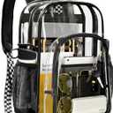 PAMANO Clear Backpack Transparent Heavy Duty School PVC Bookbag See Through Bag Boys and Girls for College Work Travel Security (Black)