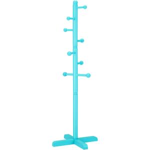 Kids Coat Rack, Freestanding Coat Racks with 8 Hooks 2 Adjustable Height, Tree Coat Rack for Bedroom, Hallway, Entrance, Office, Hats, Handbags,Purse (Blue)