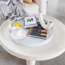 19.6" Extra Large Round Wooden Decorative Tray with Handles,White