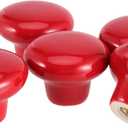JAPCHET 16 Pack Red Ceramic Cabinet Knobs, 32 MM/1.26Inch Single Hole Ceramic Door Knobs with Screws, Button Round Mushroom Door Pulls for Kitchen Cabinet, Cupboard, Wardrobe, Dresser