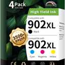 902XL Ink Cartridges Combo Pack Replacement for HP902XL (4-Pack, B/C/M/Y), Color: Black, Cyan, Magenta, Yellow, Size: XL