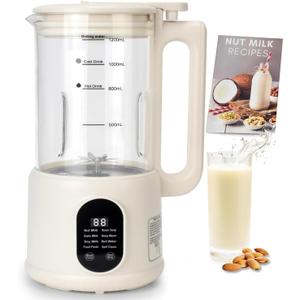 Nut Milk Maker, 40 Oz 8 in 1 Homemade Automatic Plant-Based Milk, Soy Milk, Oat Milk, Almond Milk & More Multifunctional/12 Hours Timer/Auto-Clean/Room Temp/Keep Warm/Boil/Room Temp/Low-Noise (creamy white)