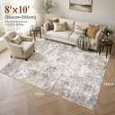 8x10 Area Rug Living Room Rugs Washable Neutral Brown Grey Carpet