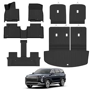 Bingoliner Floor Mats for 2026 Hyundai Palisade Hybrid 7 Seats/ Captain Seat, Trunk Mat with Backrest Mat All Weather TPE Protector for Hyundai Palisade Hybrid Accessories