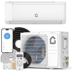 GarveeHome 18000 BTU Mini Split Air Conditioner Heat Pump System, 21SEER2 230V Inverter Cools Up to 1250 Sq.Ft, Heat Pump Ductless Pre-Charged Inverter System, WIFI Control