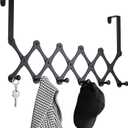 SCUNDA Expands Over The Door Hook Rack, Heavy Duty No Drill Hooks for Bathroom, Bedroom, Kitchen, Closet - Over The Door Hanger for Towels, Robes, Bags, Coats (Black)