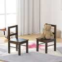 UTEX Child's Wooden Chair Pair for Play or Activity, Set of 2, Espresso, 11.8D x 11W x 21H in