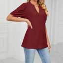 PerZeal Women's Summer Tops Tunic V Neck Ruffle Half Sleeve Blouses Short Sleeve Casual Loose Tops T-Shirts Burgundy XX-Large