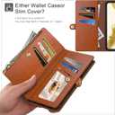 XcaseBar compatible with Samsung Galaxy S25 Plus Wallet case with Zipper Credit Card Holder【RFID Blocking】Flip Folio Book PU Leather Phone case Shockproof Cover Women Men for S25 Plus case Light Brown