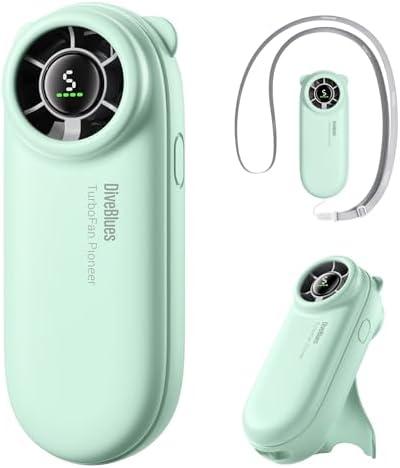 Diveblues TurboBear Portable Handheld Turbo Fan- Powerful Air Speed, Ultra-Light 86.5g Hand Fan, 5 Gear Cooling, Rechargeable Battery Powered, Pocket Cute Small Fan Travel Essentials Gifts Women