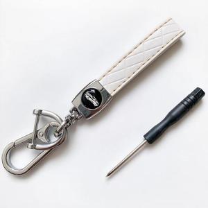 Keychain for Car Detachable Genuine Leather Car Keychai Key Chain Holder Screwdriver Family Present,White