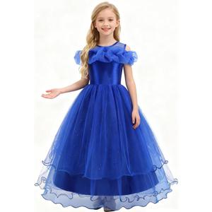 Girls Princess Dress with Crown Magic Wand Cape Princess Costumes for Party Cosplay3-9