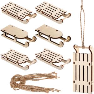 Tofficu 9pcs Miniature Wooden Sleighs Model Christmas Sled Ornaments Miniature Unfinished Wooden Sleighs Model Unfinished Santa Sleigh DIY Crafts Tabletop Wood Sleighs Ornament for Christmas Decor