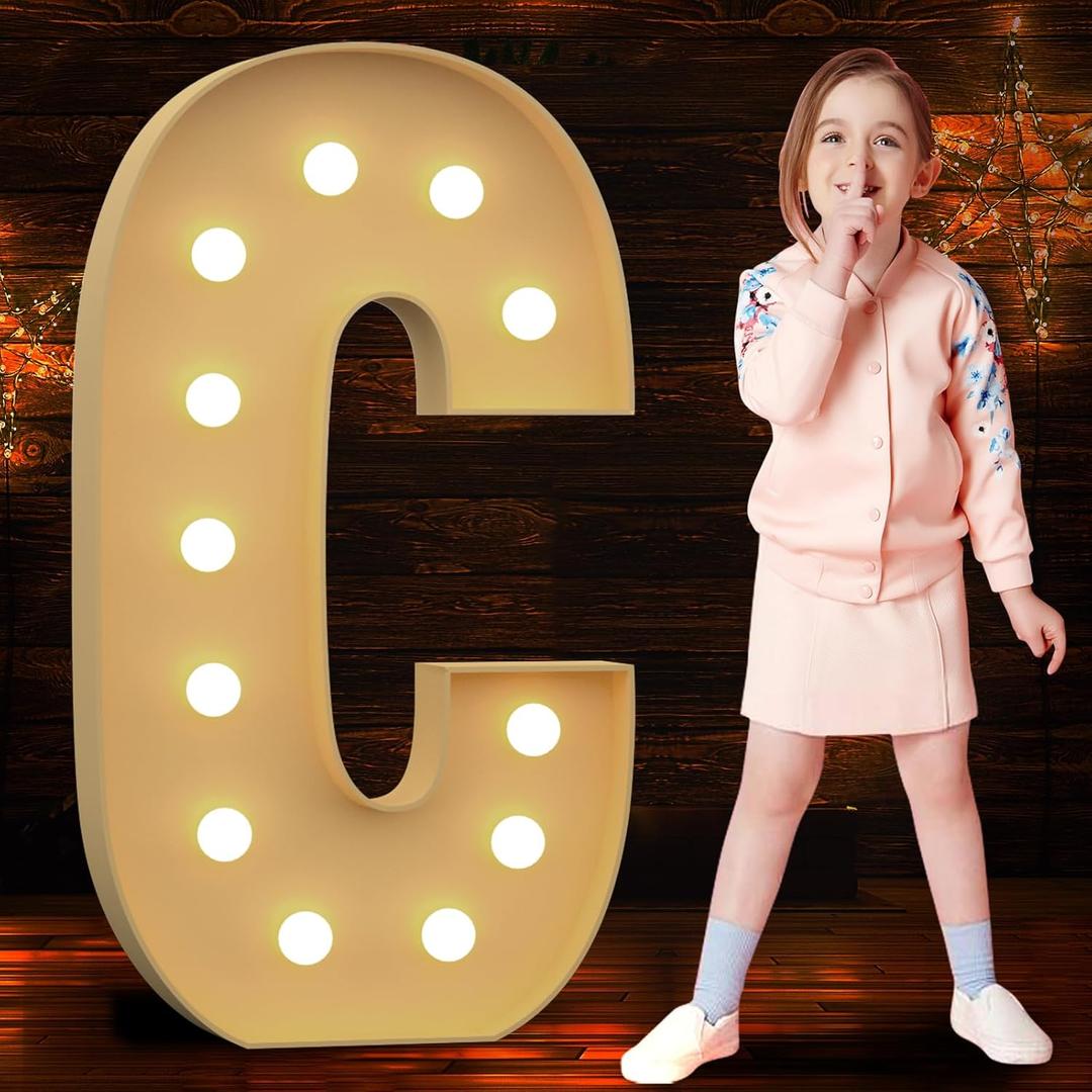 Marquee Letters 4 Feet Tall 4FT Large Light Up Letters C for Birthday Wedding Engagement Party Decorations Will You Marry Me Sign Yard Pre-Cut Foam Board