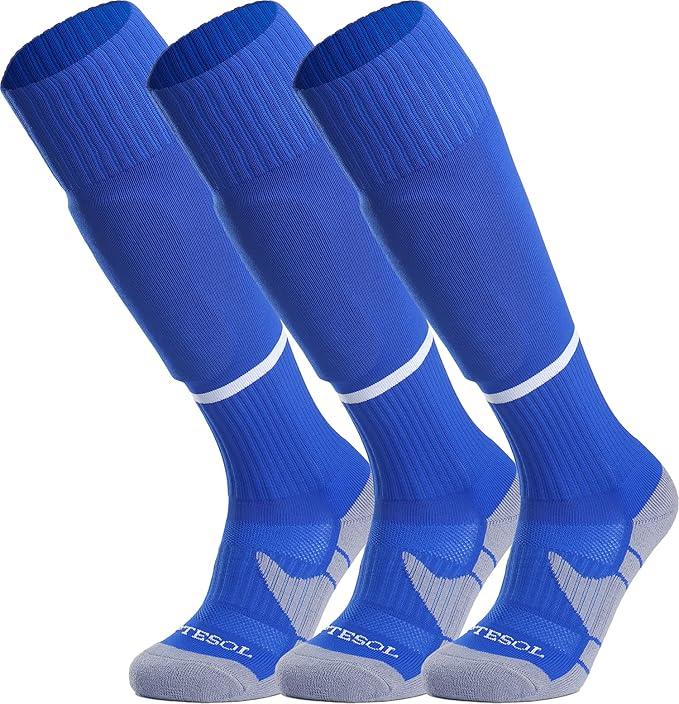 APTESOL Knee High Soccer Socks (1/3/5 Pair) Team Sport Cushion Athletic Socks for Kids Youth Adult