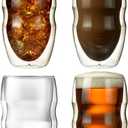 Ozeri Serafino Double Wall Insulated Beverage and Coffee Glasses, 12-Ounce, Set of 4
