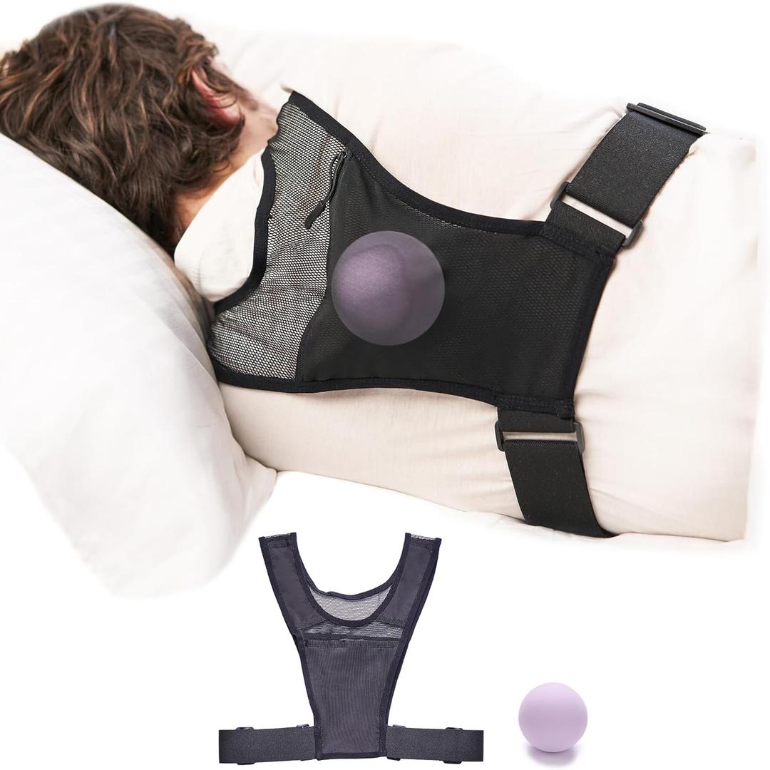 Anti Snoring Device | Positional Sleep Apnea Device | Side Sleep Trainer to Stop Snore | Includes Ball to Prevent Back Sleeping | Positional Therapy for Snoring Relief | Adjustable, Lightweight Vest