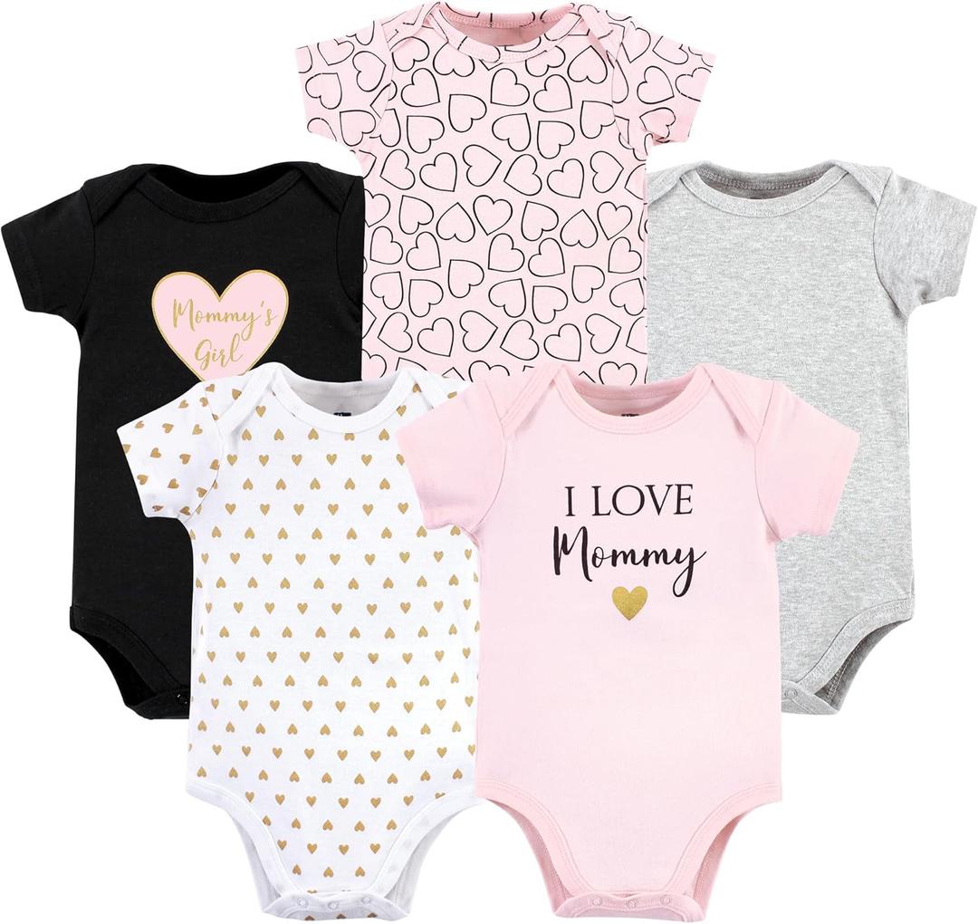Hudson Baby Unisex Baby Cotton Bodysuits, Girl Mommy, 3-6 Months